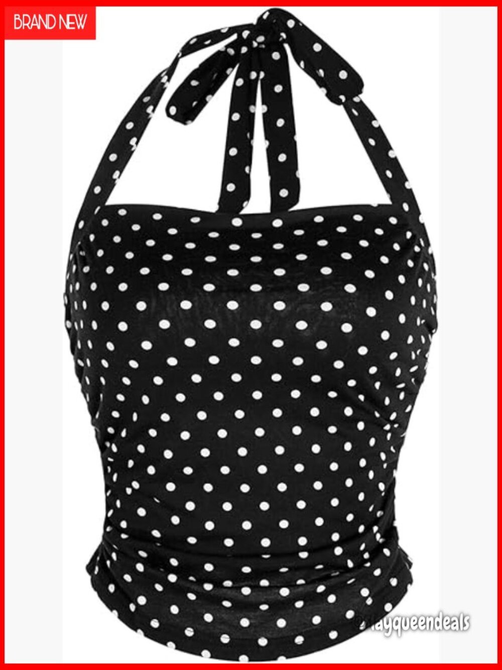 Women's Halter Neck Crop Tank Top Polka Dots Backless Streetwear Casual